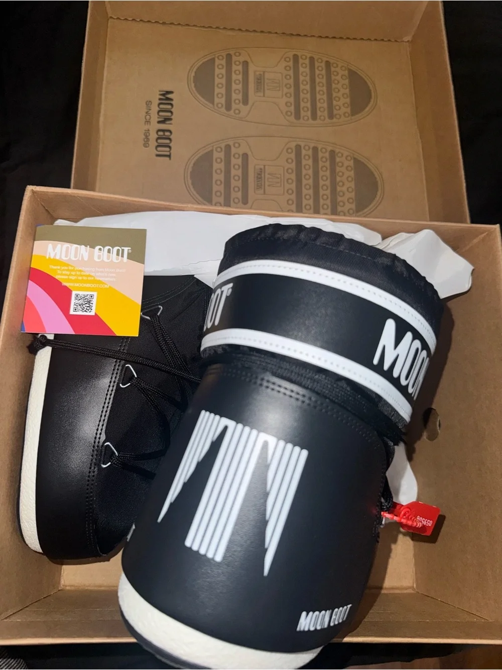 Moon Boot Black and White Padded Snow Boots